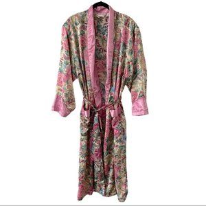 Vintage Satin Floral Long Robe Medium